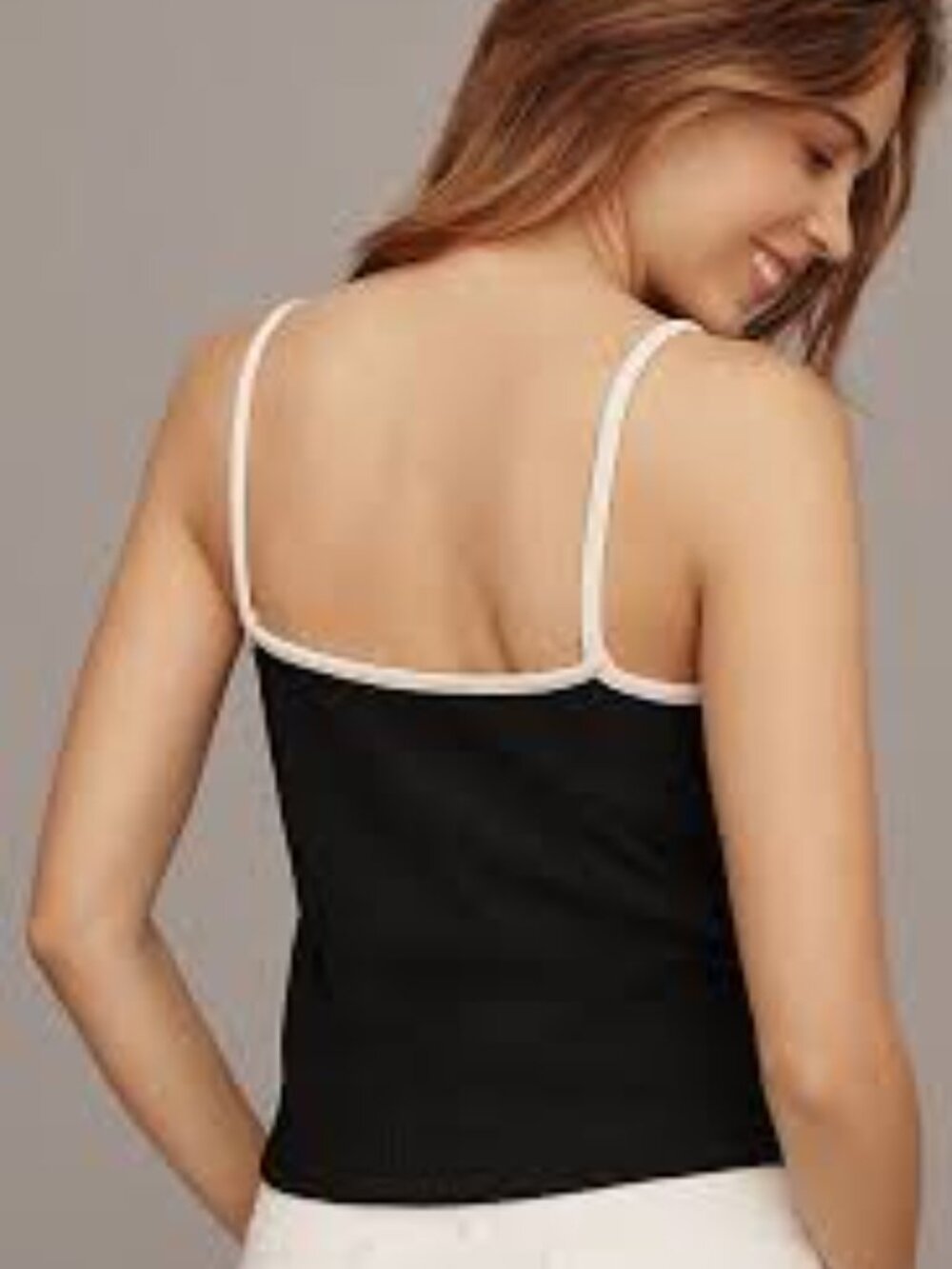 Anthropologie Black Tassel Ribbed Bow Cami - Picture 3 of 5